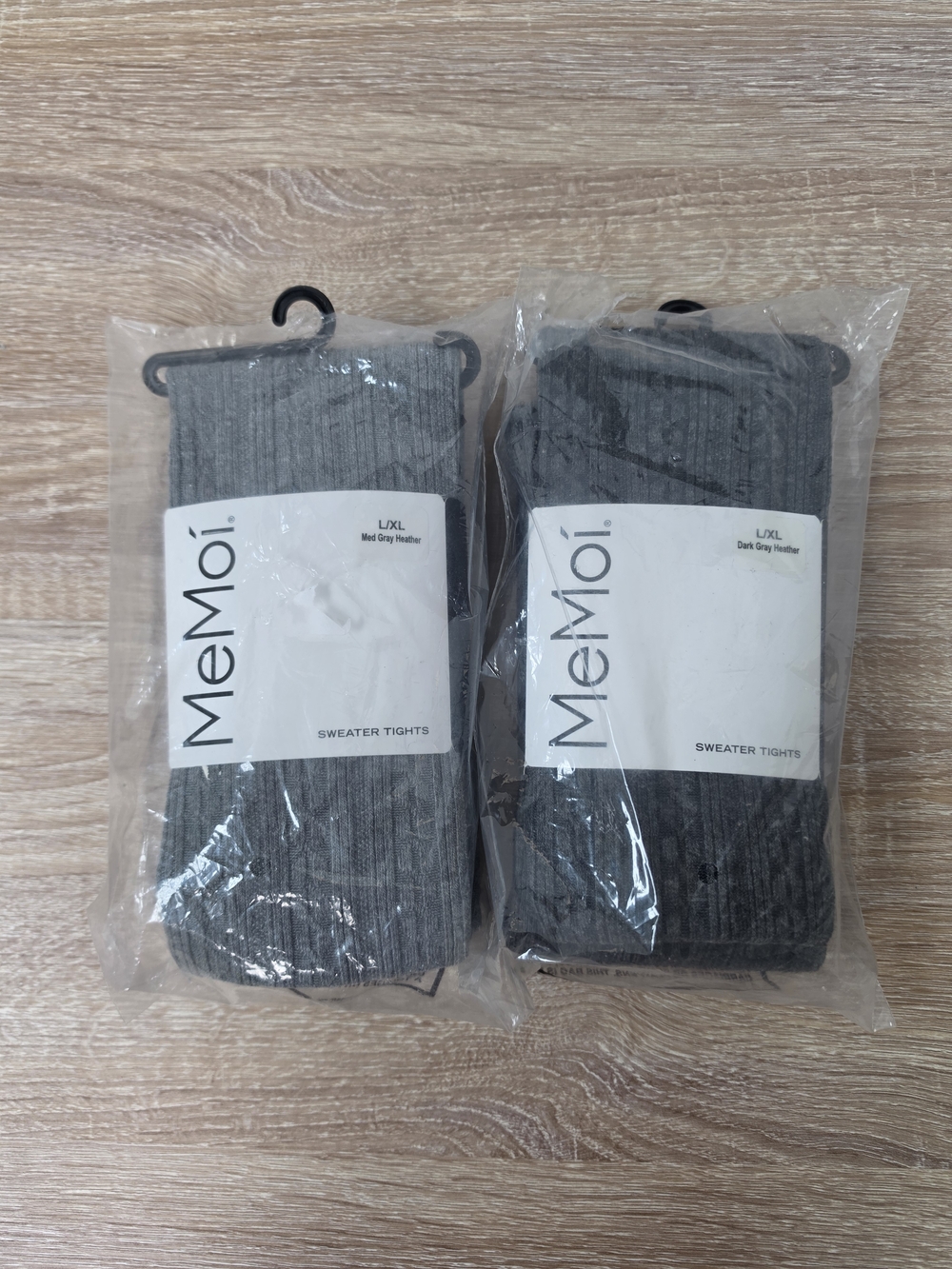Me Moi Cable Sweater Tights Dark Gray Heather & Med Gray Heather Size L/ XL
